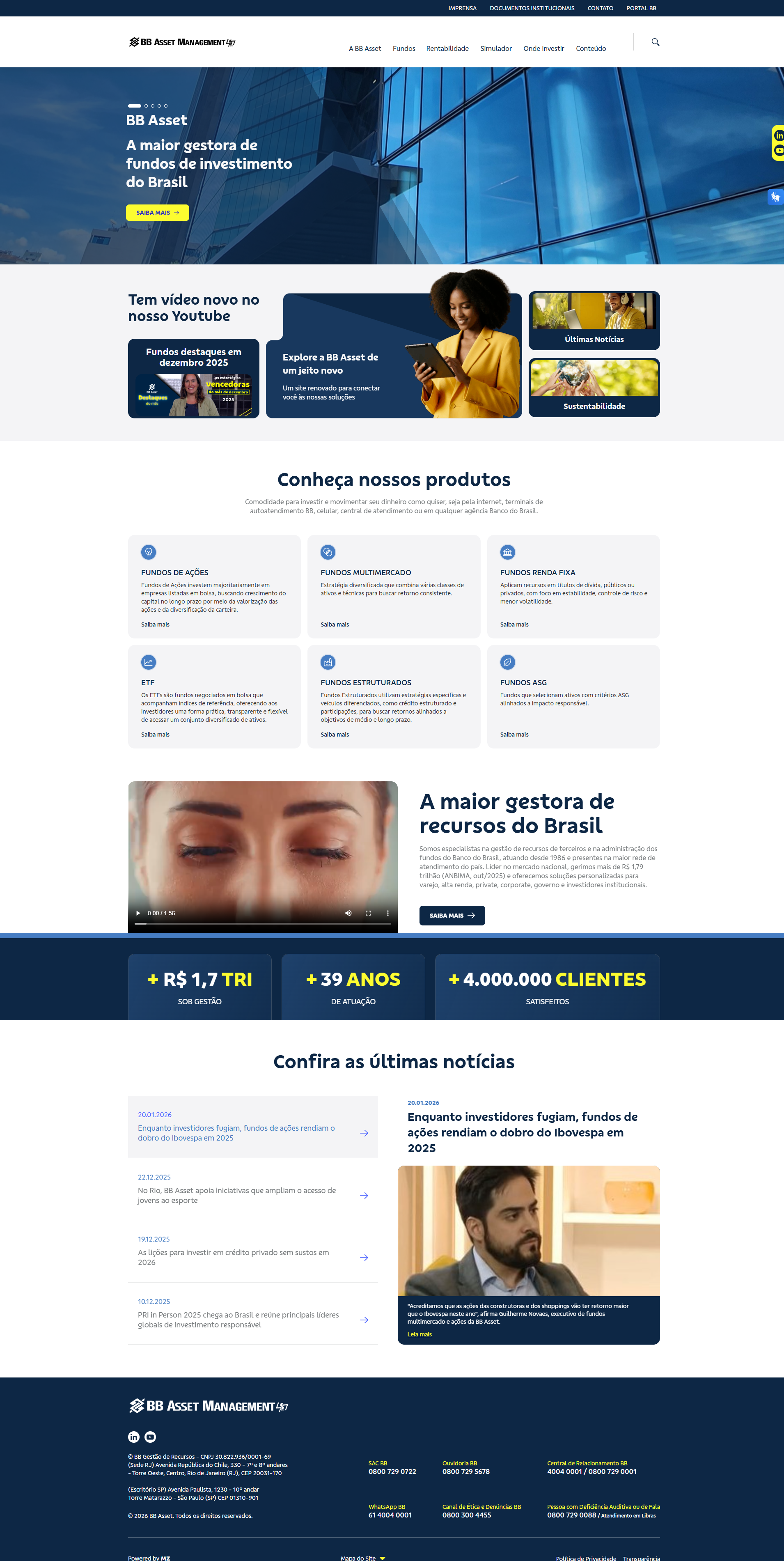 Captura de tela do projeto Banco do Brasil Asset