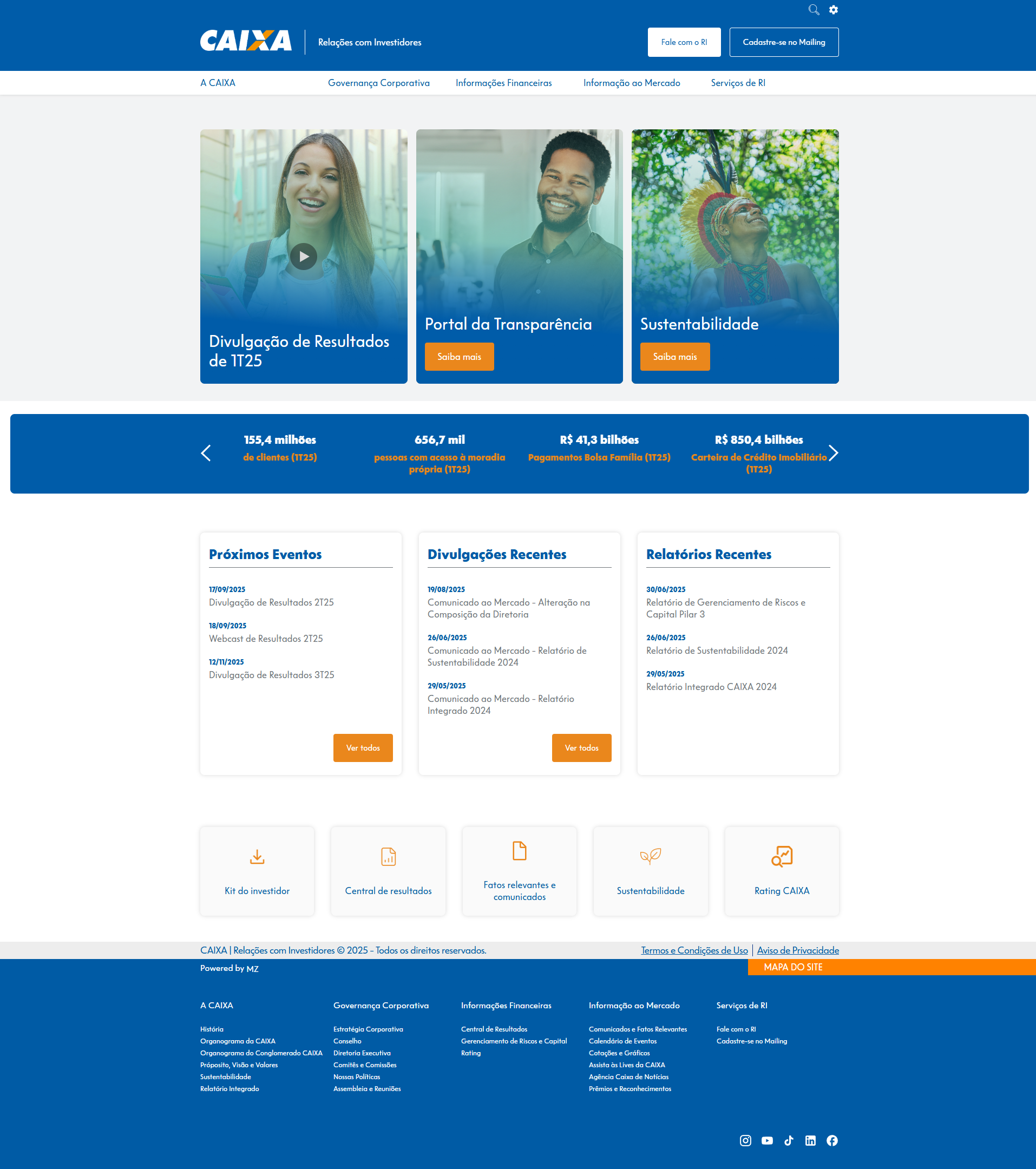 Captura de tela do projeto Caixa Econômica RI