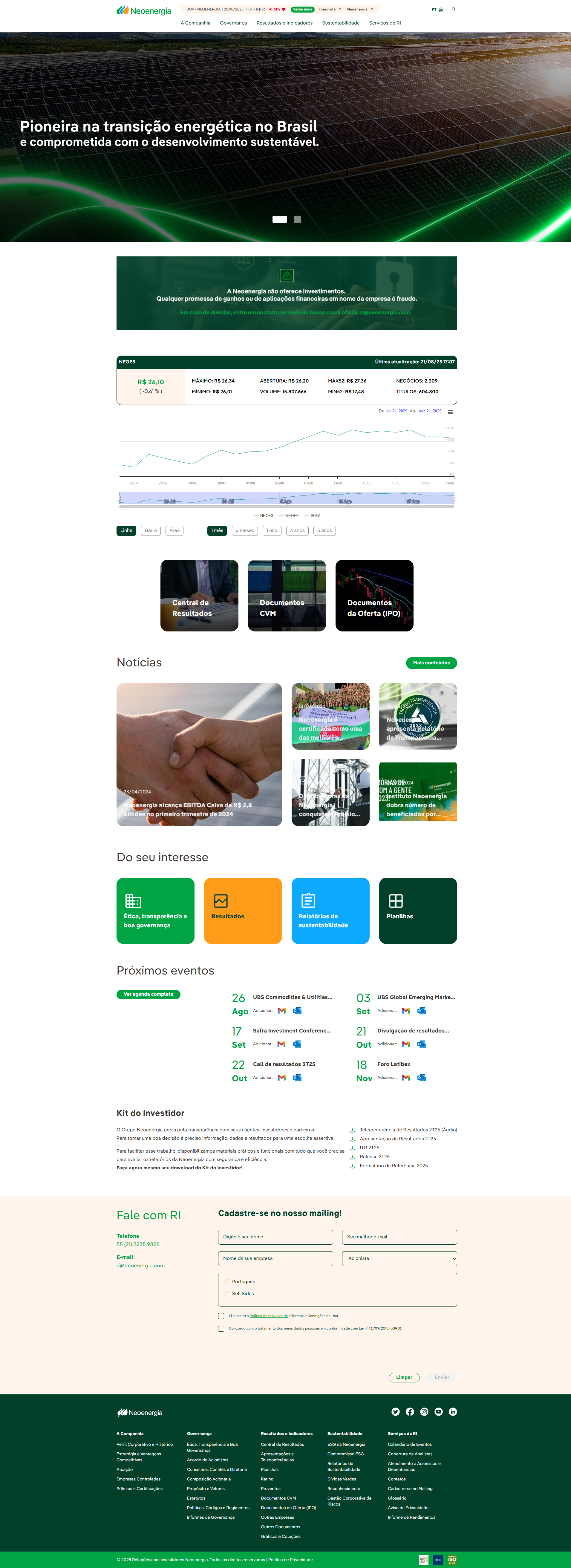 Captura de tela do projeto Neoenergia